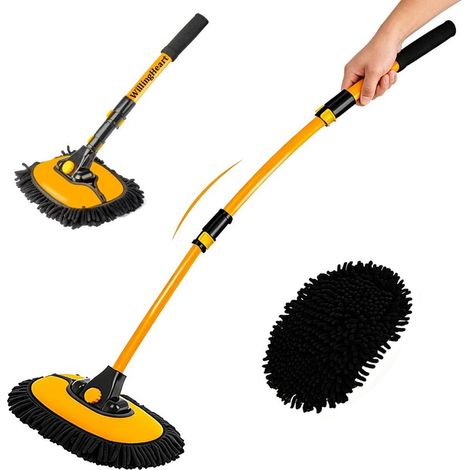 Courbé 15 degres Brosse Lavage Voiture Manche Telescopique 43 pouces Balai Nettoyage Pinceaux Kit Detailing Camping Car Camion Accessoires Extérieur (1/4)