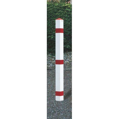 Sperrpfosten STA rot-weiß m.Bodenhülse m.Spitzkappe URBANUS (1/4)