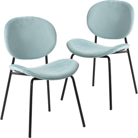 Chaise en velours bleu turquoise Sohane (lot de 2) (1/5)