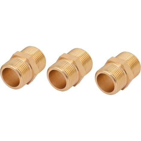 M22 à pas 1,5mm außengewinde Messing Hex Nippel Rohr Verbindungsadapter 3st (1/2)