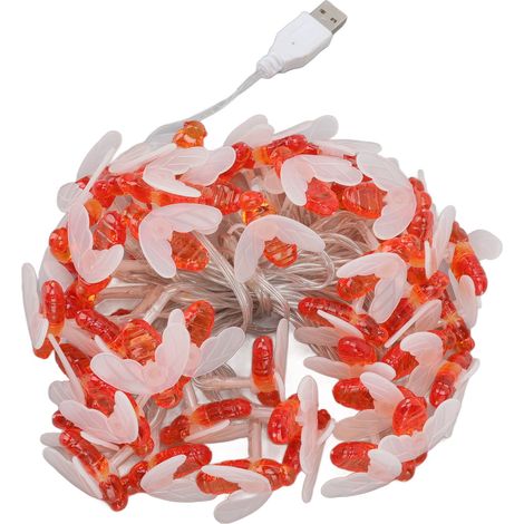 Guirlande lumineuse étanche à 50 LED en forme d'abeille, alimentation USB, mini-lumières décoratives pour les fêtes de Noël (1/5)