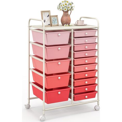 15 Drawers Storage Trolley Mobile Rolling Utility Cart Home Office Organizer (1/5)