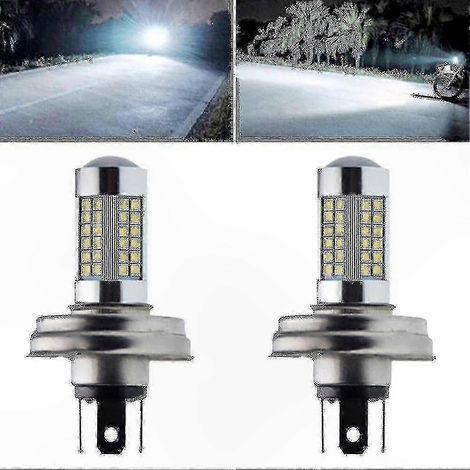 Ampoules de phares LED blanches 6000K, 2 unités 66SMD pour scooter, cyclomoteur et moto, feux de croisement/route, 6V-12V