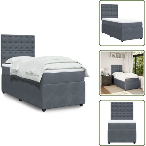 Boxspringbett mit Matratze Dunkelgrau 90x200 cm Samt - Boxspringbett - Boxspringbetten - Bett - Betten