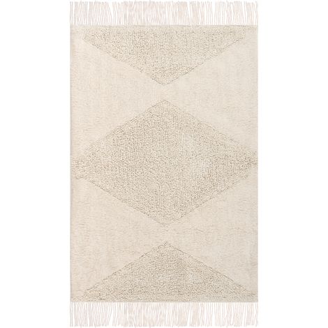 Alfombra de algodón 60 x 90 cm habitación infantil alfombra de baño beige Khonoma (1/5)