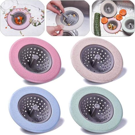 Tapón colador para desagüe, tapón de desagüe para cesta coladora, colador para desagüe de baño, colador para colador de desagüe, tapón para fregadero de cocina (4 piezas) (1/5)