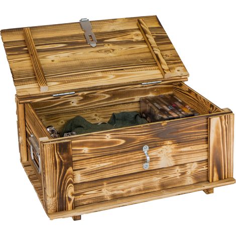 Truhe Hugo geflammt mit Deckel 50 x 36 x 26cm (1/5)