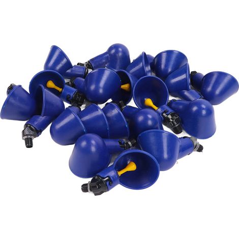 Lot de 20 abreuvoirs automatiques pour volailles (pigeons, cailles, poules, dindes, oies) - Bleu (1/5)