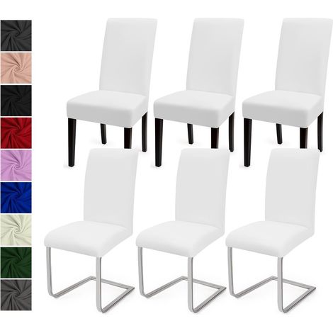 Stuhlhussen 6er Set, Stretch Spannbezüge für Esszimmerstühle, Waschbar, Weiß (1/5)
