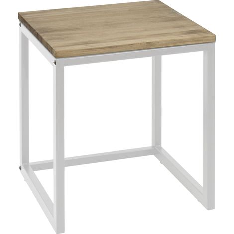 Mesita de noche ECO Three 40x40x47cm Blanca madera efecto vintage estilo industrial Box Furniture (1/3)