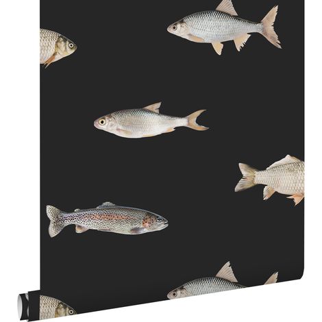 papier peint des poissons noir et gris - ESTAhome (1/5)