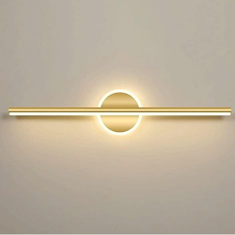 Applique murale moderne en métal doré pour miroir de salle de bain, luminaire LED rectangulaire pour vasque, spot de coiffeuse, éclairage mural de baignoire, finition or, 1 pièce. (1/5)