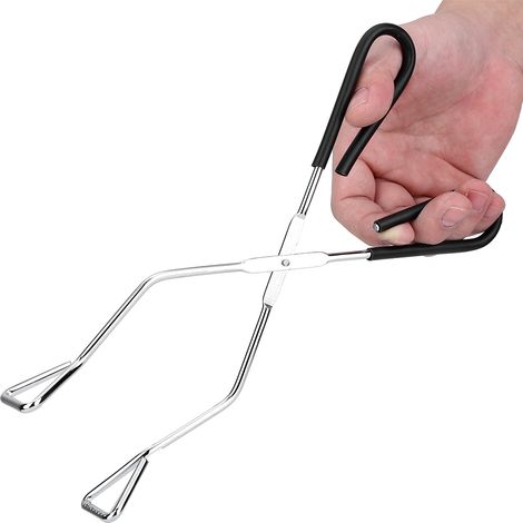 Pinzas profesionales para barbacoa – pinzas para carne y ensalada – con protector antisalpicaduras (plateadas) – 26,7 cm – metal de alta calidad (1/5)