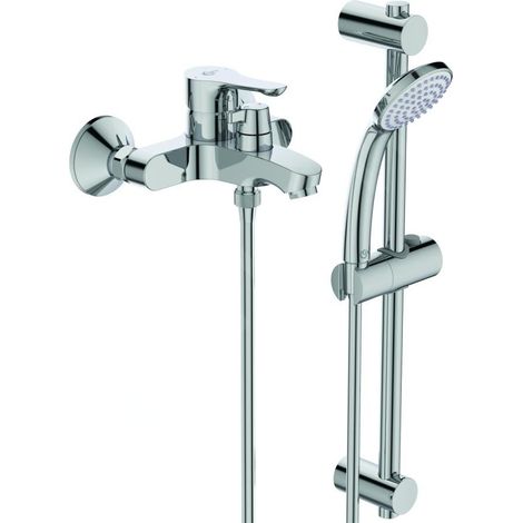 Ideal Standard Alpha - Mitigeur de baignoire avec inverseur en céramique et accessoires, montage mural, chrome BC656AA (1/2)