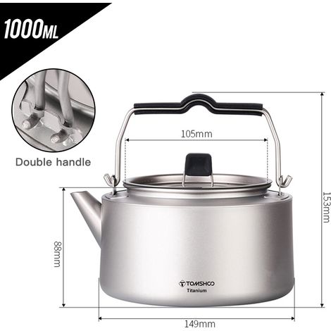 Bouilloire à thé en titane 600ml / 1000ml, café de Camping léger pour la cuisine à domicile et les activités de plein air (1/5)