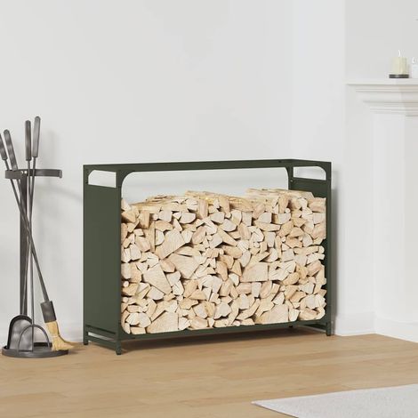 Brennholzregal Olivgrün 90x28x65 cm Kaltgewalzter Stahl