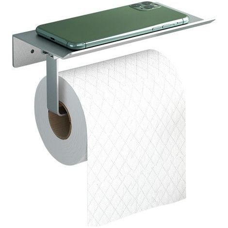 Lntyq Porte-papier hygiénique mural en aluminium (perforé) avec étagères spacieuses pour toilettes et cuisine (1/5)