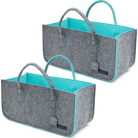 Set di 2: Borsa Feltro XXL - 50x25x25 Cestino Spesa - Borsa Legna Porta Pellet (1/5)