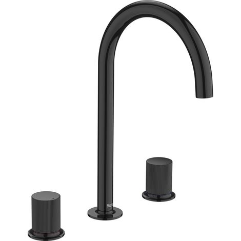 ROCA A5A3E3FCN0 NU Grifo Bimando Lavabo con Manetas de Repisa Maneta Stripes Negro Titanio - ref: A5A3E3FCN0