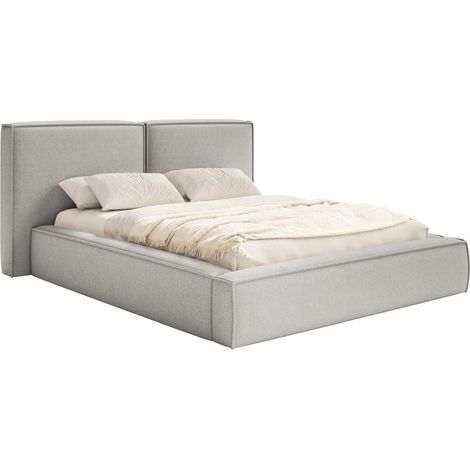 Selsey Tilves – Polsterbett 200x200 mit Bettkasten, Lattenrost, Chenille, hellgrau