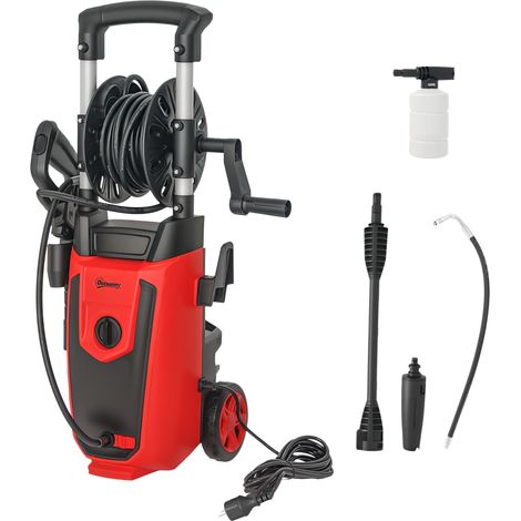 Nettoyeur Haute Pression 1800W Angle Ajustable Arrêt Automatique Rouge Noir 30x27,5x76 cm