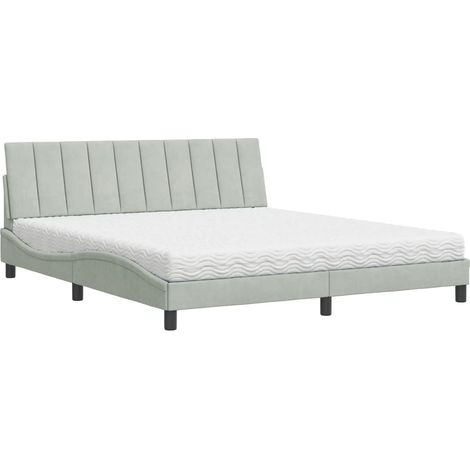 vidaXL Letto con Materasso Hanko Grigio Chiaro 180x200 cm in Velluto (1/5)