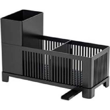 Organisateur d'évier et organisateur d'évier de cuisine, support d'éponge noir, support de rangement de comptoir de cuisine en plastique, (1/4)