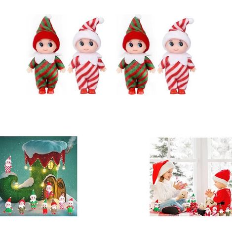 Christmas Characters - 4 Pieces: Mischievous Baby Elf, Mini Christmas Elf Dolls for Shelf, Small Christmas Elf Figurines (1/5)