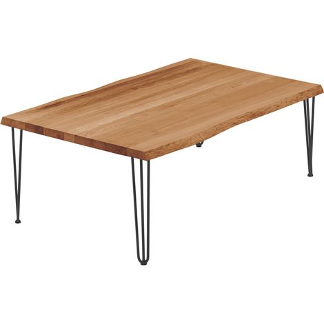 LAMO Manufaktur Esstisch Küchentisch, mit Baumkante 120x80x47cm (AxBxH), Creative, Dunkel / Schwarz, LWB-01-A-004-9005Cr (1/5)