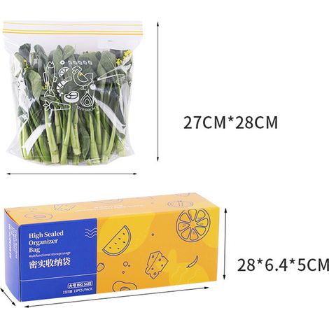 Sacs de conservation transparents pour aliments, fermeture hermétique, fond élargi, plusieurs tailles, réutilisables, pour la maison et les voyages, lot de 30 (taille S). (1/3)