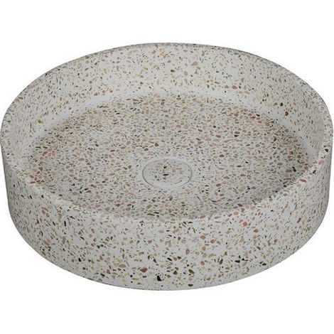 Lavabo da appoggio rotondo con finitura terrazzo beige KTERE-430BE kamalu