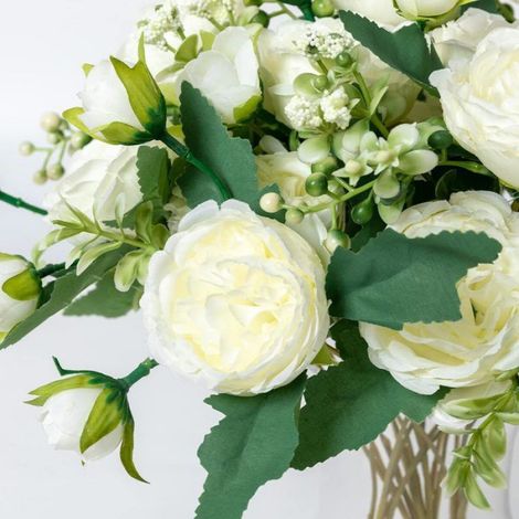Bouquet De Pivoines Artificielles - 4 Pièces - 20 Têtes En Soie - 33 Cm De Longueur - Pour Décoration De Mariage Maison Fenêtre Table (1/5)