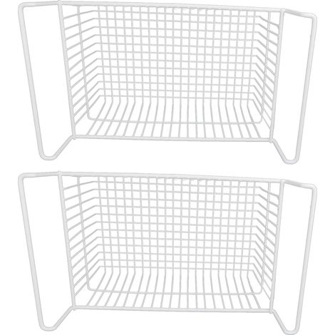 2 pièces bacs de rangement de congélateur en fil d'acier panier à roulement solide de grande capacité avec poignée pour comptoirs de placard 49,5 X 29 27 cm / 19,5 11,4 10,6 pouces (L W H) 9 cm 3,5 po (1/5)