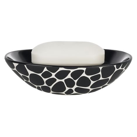 Porte savon Céramique DARWIN PEBBLE Noir Spirella (1/2)