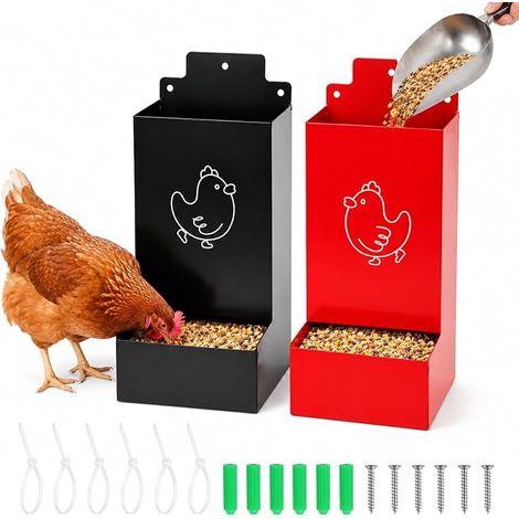 Mangeoire automatique pour poules, en métal, distributeur de nourriture pour poules poules, canards et volailles, accessoires portables (1/5)