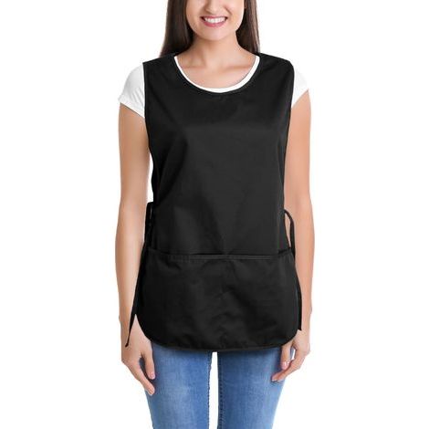 Schürze mit 2 Taschen, Standardgröße 72,4 cm x 47,0 cm, Polyester-Baumwoll-Mischgewebe, schwarz. (1/5)