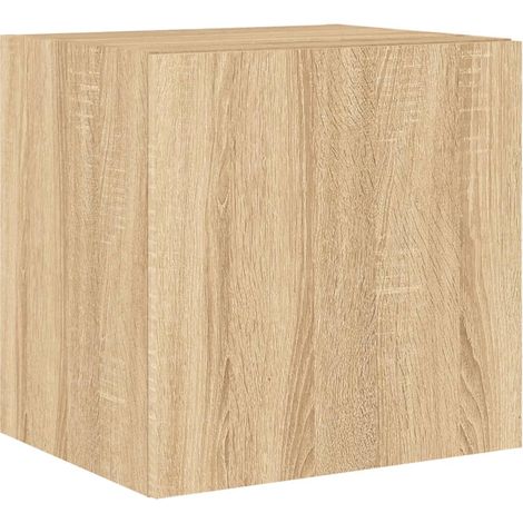 Mueble TV multimedia estante para televisión buffet para televisión comedor salón dormitorio suspendido con luces LED roble sonoma 40,5 x 35 x 40 cm marrón 020028015 (1/5)