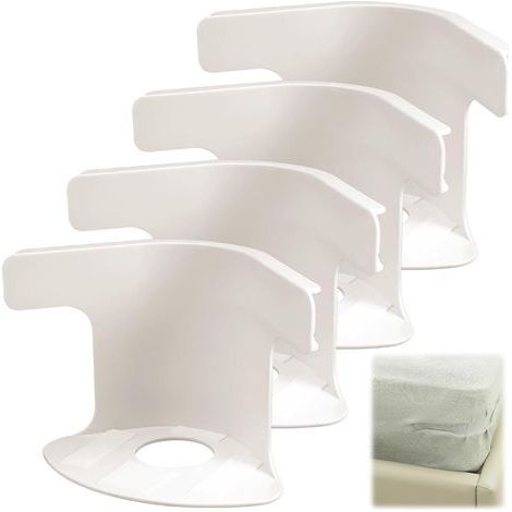 Attaches Universelles pour Drap de Lit - Fixation Housse de Matelas Anti-Dérapant, Sangle de Coin pour Toutes Tailles (Simple/Double/Roi), Maintien Solide des Draps - Heavy Duty (4, Blanc) (1/5)