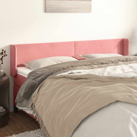 vidaXL Tête de lit avec oreilles Rose 163x16x78/88 cm Velours (1/5)