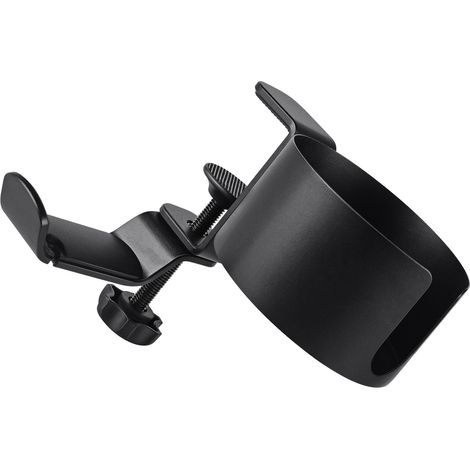 Support de bureau pour casque audio, rotation à 360°, avec rangement pour gobelet d'eau (noir). (1/5)