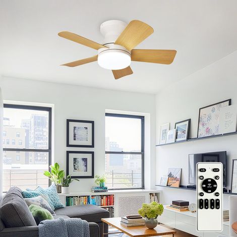 Ventilateur de plafond moderne avec éclairage LED, 66 cm noir, silencieux, télécommande, 6 vitesses, minuterie, réversible, pour chambre et salon (1/5)