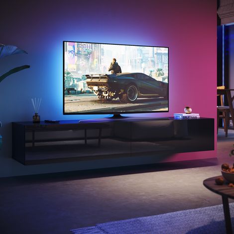 SONNI Modern TV Schrank mit Schublade, Separate Ablagefächer, Griffloses Design, Wandmontage/Standmontage, Hochglanz TV Board, Schwarz, 1800 x 400 x 300 mm (1/5)