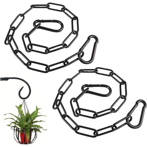 Kette aus Edelstahl 304, 2 x 60 cm, mit 4 Karabinern, 3 mm Durchmesser, ideal für Heimwerkerprojekte. Schwarze Metallkette, perfekt zum Aufhängen einer Wäscheleine.
