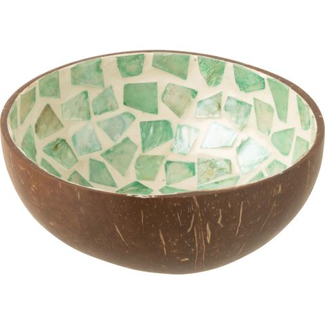 Bol déco coco mosaïque en coquillage vert (1/2)