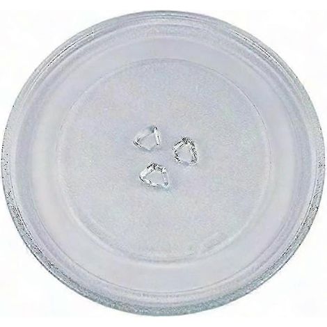 Assiette en verre pour micro-ondes universelle, 245 mm, avec 3 supports de fixation, plateau rotatif de rechange (1/5)