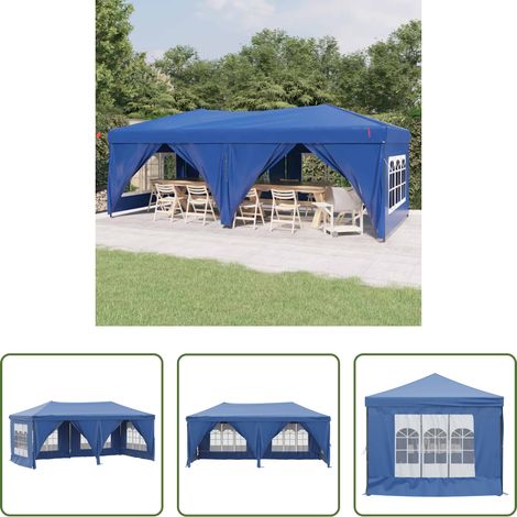 Tente de réception - Tente de réception pliable avec parois Bleu 3x6 m (1/5)