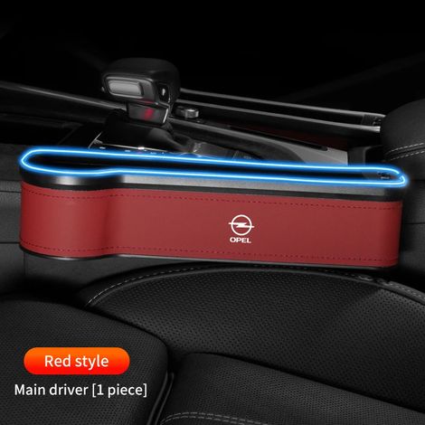 (Pour siège conducteur gauche rouge) Boîte de rangement en cuir pour l'espace entre le siège et l'assise, accessoires pour Opel OPC LINE Astra J H G K Insignia Corsa D B E Mokka Vectra (1/5)