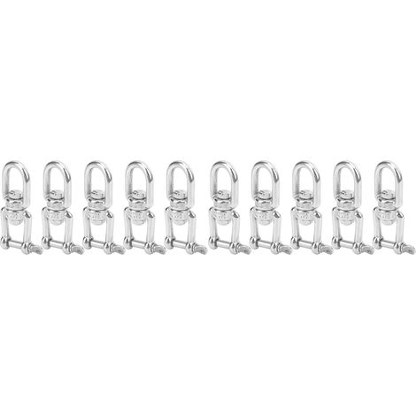 Lot de 10 crochets pivotants double extrémité en acier inoxydable M5, manille tournante pour gréement et accessoires de levage (1/5)