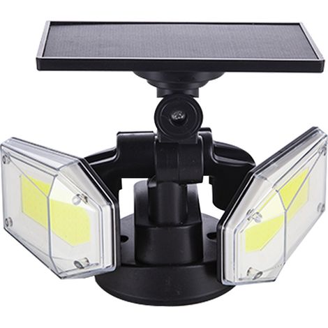 Lampe murale solaire, lampadaire solaire à double tête rotative à détection de présence humaine, étanche à la pluie-AquaForge (1/5)
