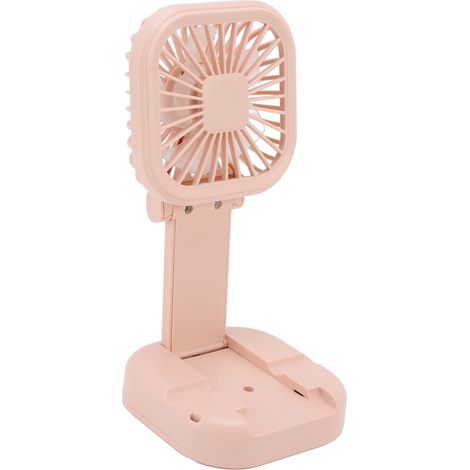 Ventilateur de Bureau Portable Rechargeable USB - 3 Vitesses, Pliable et Rotatif, Rose (1/5)
